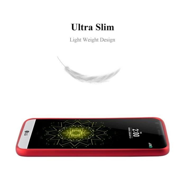 LG G5 fodral i METALLIC RED från Cadorabo (METALLIC MATT Design) Ultratunt mjukt silikongel TPU-skydd med anti-chock