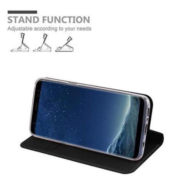 Samsung Galaxy S8 Fodral i CLASSY BLACK från Cadorabo (METALLIC MATT Design) Helt skyddsfodral med flip flik och stativ