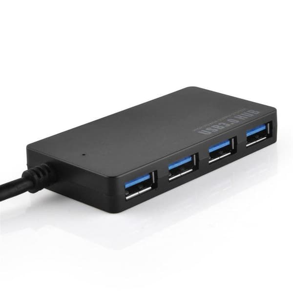 USB-hubb 4 portar USB 3.0 multi-interface Plug & Play USB-C hane till typ-C hona och ström i svart