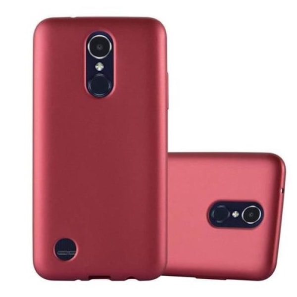 LG K8 2017 fodral i METALLIC RED från Cadorabo (METALLIC MATT Design) Ultratunt mjukt silikongel TPU-skydd med anti-chock Metallisk röd