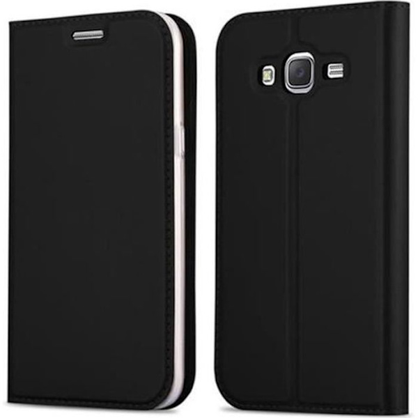 Samsung Galaxy J5 2015 (5) Fodral i CLASSY BLACK från Cadorabo (METALLIC MATT Design) Helt skyddsfodral med flip flik