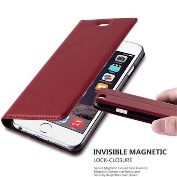 Cadorabo Apple iPhone 6 / 6S Fodral APPLE RÖD Osynlig magnetisk STÄNGNING Fodral Fodral Stöder Stand Card Slot