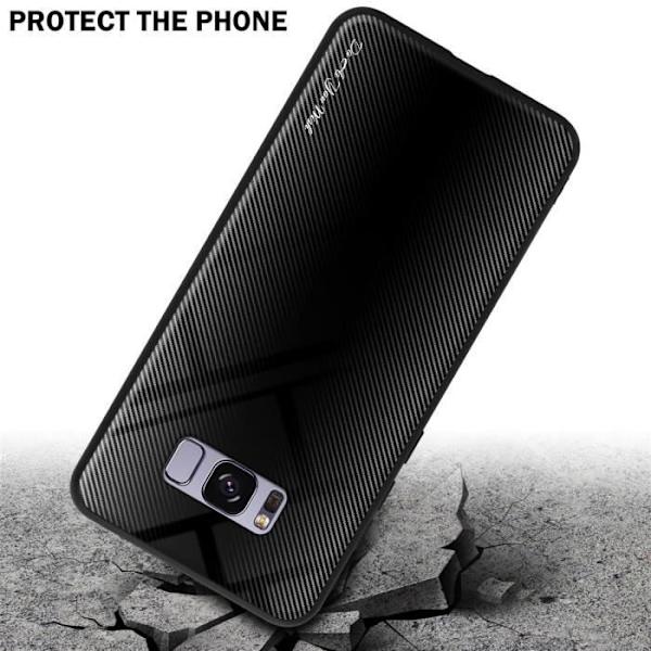 Fodral till Samsung Galaxy S8 PLUS Skal i SVART OPAL Fodral Skydd i härdat glas och TPU silikon