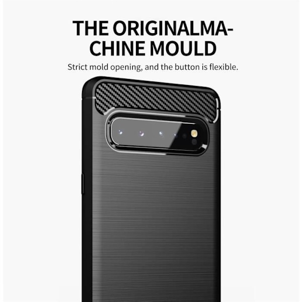 Coque - CADORABO - Samsung Galaxy S10 5G - Silikon TPU - Stötskydd - Borstad Kolfiberdesign Svart