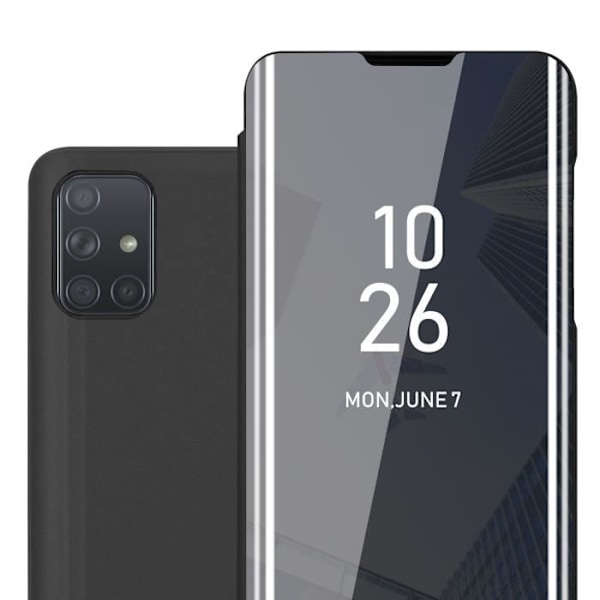 Fodral till Samsung Galaxy A71 4G i SVART TOURMALINE Clear View Cadorabo Cover 360 graders spegelskydd Svart
