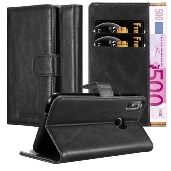 Fodral - CADORABO - Cubot J3 PRO - Läderimitation - Svart - Stativfunktion Svart