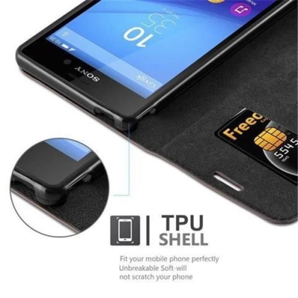 Sony Xperia M4 AQUA Fodral i KAFFEBRUN från Cadorabo (INVISIBLE MAGNETIC CLOSURE Design) Helt skyddsfodral med flik