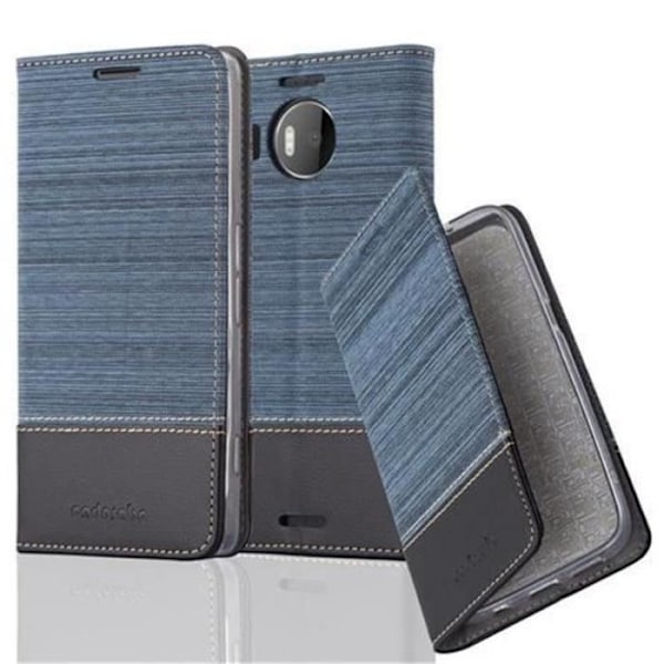Nokia Lumia 950 XL Fodral i MÖRKBLÅ SVART från Cadorabo (TYG-LÄDERDESIGN) Helt skyddsfodral med flipskydd mörkblå svart