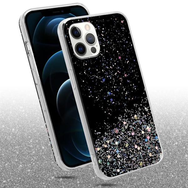 Skyddshölje - CADORABO - iPhone 12 PRO MAX - Silikon TPU - Glittrande design - Stötabsorberande skydd Svart