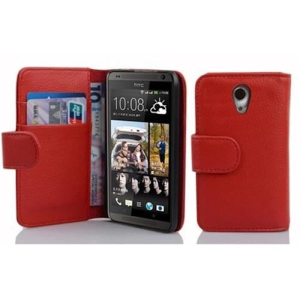 HTC DESIRE 700 Fodral - CADORABO - Röd konstläder - 360° flik - Integrerat skydd - Magnetisk stängning Röd