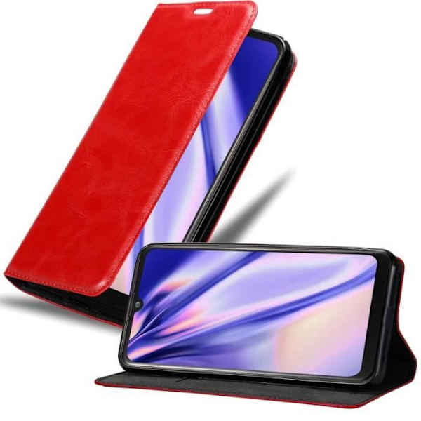 Telefonfodral - CADORABO - LG K50 - Rött konstläder - Magnetisk stängning - Stativfunktion Röd