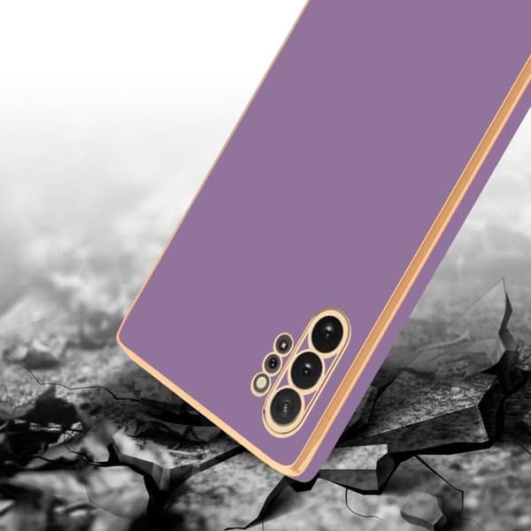 Fodral för Samsung Galaxy NOTE 10 PLUS Glansig Lila - Guld med skydd för kameran Violett