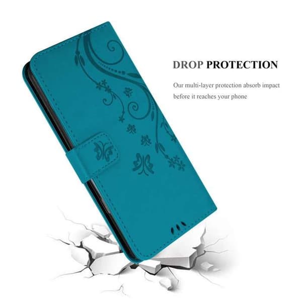 Flip-fodral för Xiaomi RedMi NOTE 9 PRO / NOTE 9S Fodral i BLÅ BLOMSTER Skydd Design Blomster Plånbok Blå