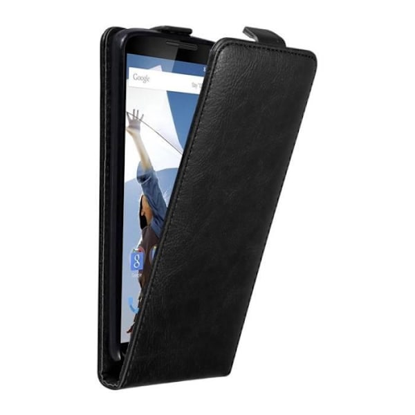 Coque - CADORABO - Motorola NEXUS 6 - Syntetiskt läder - Magnetisk stängning - Komplett skydd Svart