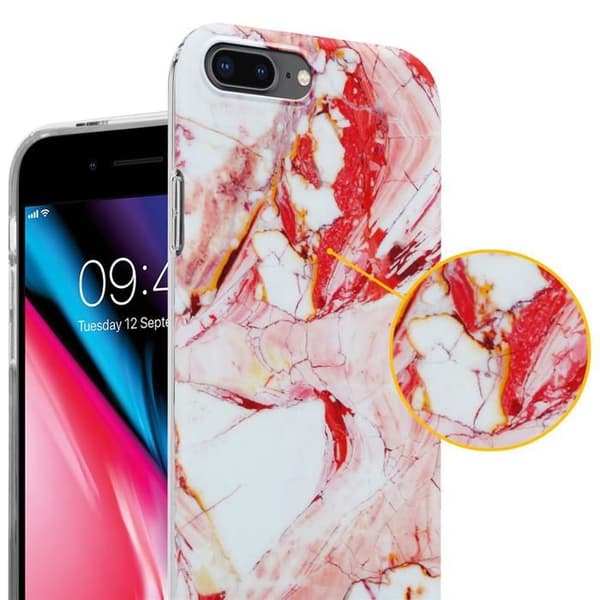 Skal för iPhone 7 PLUS / 7S PLUS / 8 PLUS i Rosa Marmor Nr. 20 Skyddsetui Ros