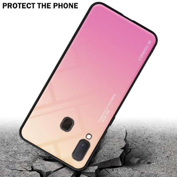 Coque - CADORABO - A10e / A20e - Bicolor Gul/Rosa - Antiglidande Skydd - TPU/Silikon Gul, Rosa