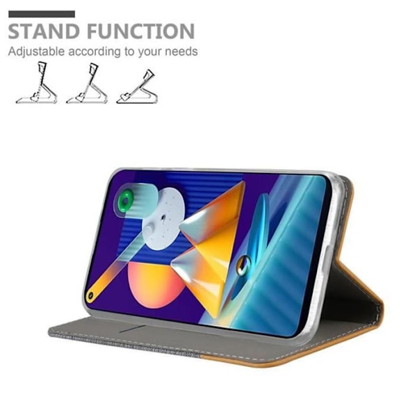 Coque - CADORABO - Samsung Galaxy A11/M11 - Ljusgrå/brun - Similicuir - Magnetisk stängning Ljusgrå, brun
