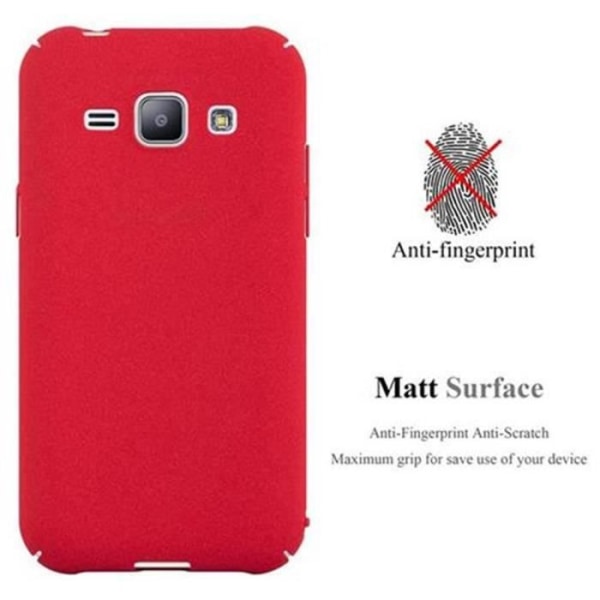 Fodral till Samsung Galaxy J1 2015 i FROSTY RED Hårt fodral Cover Cadorabo Cover Protection i frostat utseende Fodral