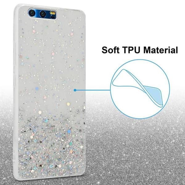 Transparent skal för Honor 9 med glitter, skyddande design med glittrande effekt Vit