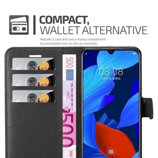 Coque - Cadorabo - Huawei NOVA 5 / 5 PRO - Syntetiskt läder Svart - Magnetisk Stängning - Ställfunktion Svart