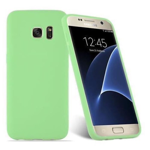 Samsung Galaxy S7-fodral i CANDY PASTELL GREEN av Cadorabo (CANDY Design) Ultratunt mjukt silikongel TPU-fodral med halkskydd