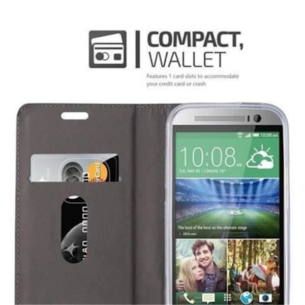 Coque HTC ONE M8 (2. gen) - CADORABO - Mörkblå, Svart - Syntetläder, Tyg - Magnetisk, Ställ, Kortfack Mörkblå, svart