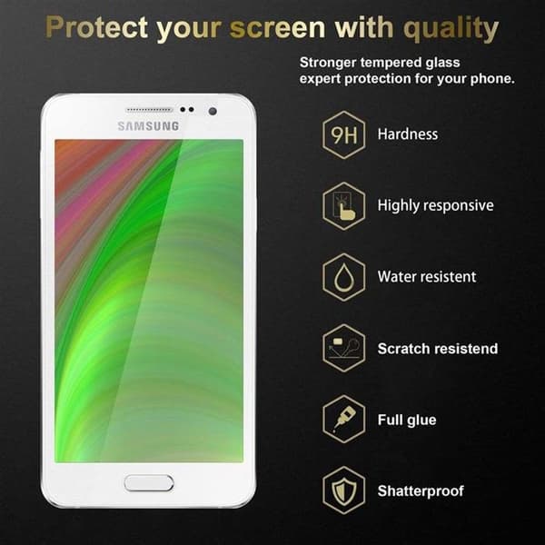Härdat skärmskydd för Samsung Galaxy A3 2015 Vit