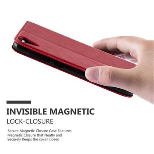 HTC Desire 10 LIFESTYLE Fodral - Desire 825 i APPLE RED från Cadorabo (INVISIBLE MAGNETIC CLASP Design) Skyddsfodral