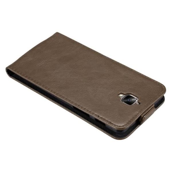 Flipfodral - CADORABO - OnePlus 3 / 3T - Brunt konstläder - Magnetisk stängning - Fullständigt skydd kastanj