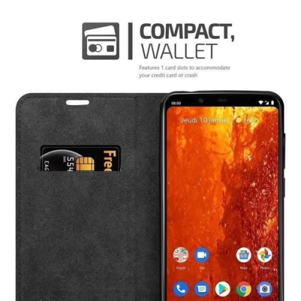 Coque - CADORABO - Nokia 8.1 2018 - Syntetiskt läder - Magnetstängning - Ställningsfunktion Svart