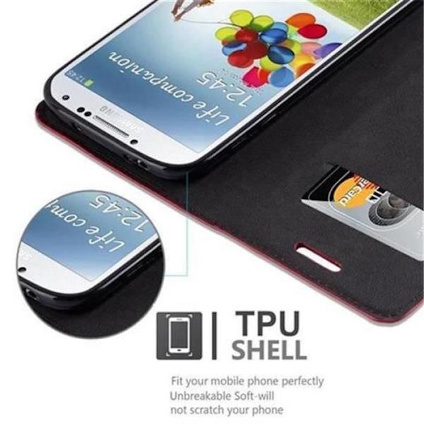 Samsung Galaxy S4-fodral i APPLE RÖD från Cadorabo (INVISIBLE MAGNETIC CLOSURE Design) Helt skyddsfodral med