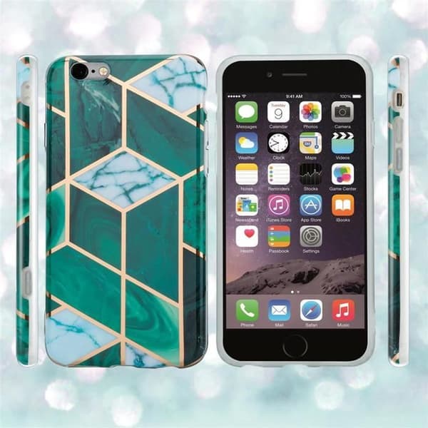 Skal för iPhone 6 PLUS / 6S PLUS i Marmor Guld Vit Mörkgrön Nr. 6 Skyddsetui Grön