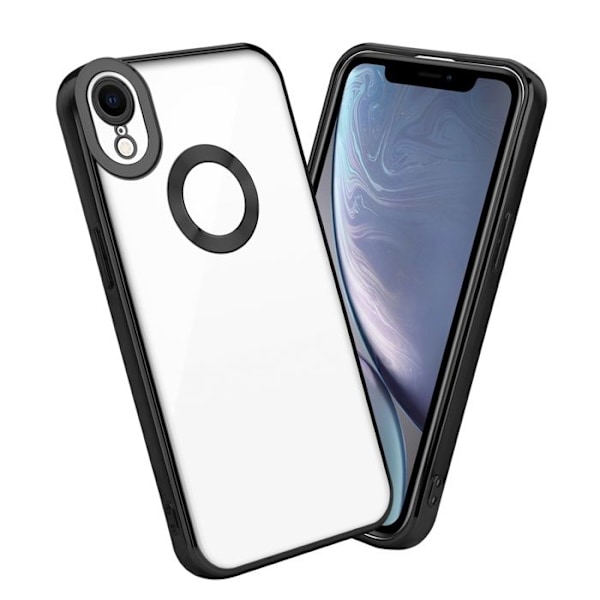 Fodral till Apple iPhone XR Fodral i Transparent - Svart Flexibelt TPU silikonfodral Fodral Skydd Krom Vit