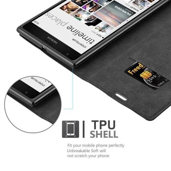 Nokia Lumia 1520 Fodral i NIGHT BLACK från Cadorabo (INVISIBLE MAGNETIC CLOSURE Design) Helt skyddsfodral med flipskydd