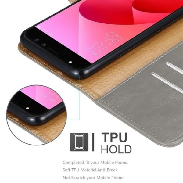 Fodral - CADORABO - Asus ZenFone 4 Selfie PRO - Läder - Brun - Stativfunktion kastanj