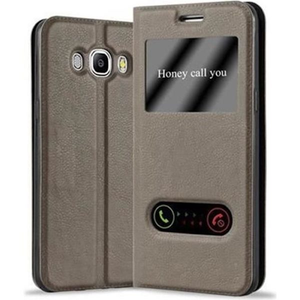 Samsung Galaxy J7 2016 (6) Fodral i STONE BROWN by Cadorabo (Design VIEW) Helt skyddsfodral med flipskydd, stativ