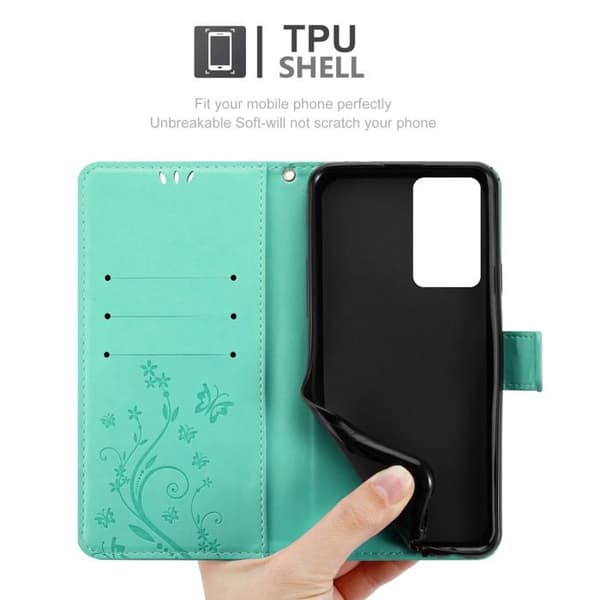 Fodral med lock för Samsung Galaxy NOTE 20 ULTRA Etui i TURKOS BLOMMÖNSTER Skydd Design Blommig Plånbok Blå