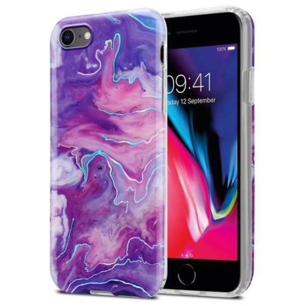 Fodral för Apple iPhone 7 / 7S / 8 / SE 2020 Skal i Marble Lila Rosa Nr 19 Fodral Skydd Silikon TPU plånbok