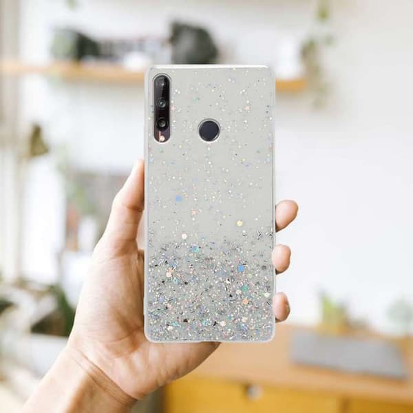 Transparent skal för Huawei P40 LITE E med glitter, skyddande design med glittrande effekt Vit