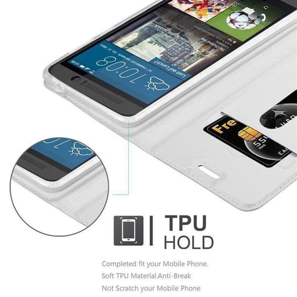 Flip-fodral för HTC ONE M9 Etui i KLASSISK SILVER Plånbok Stötsäker Grå