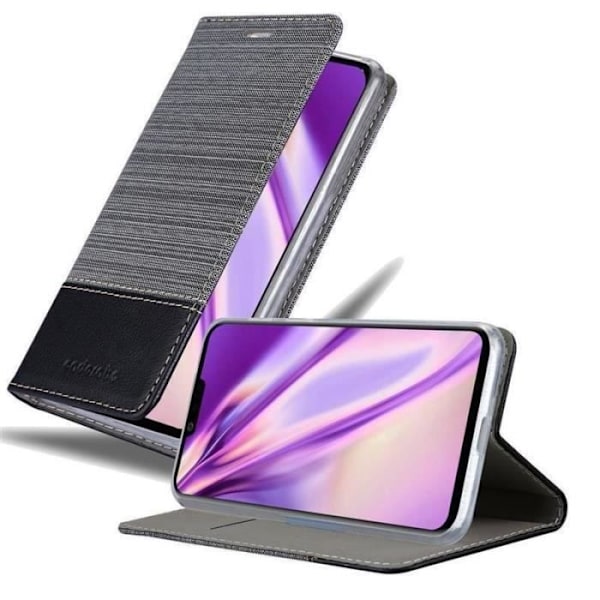 Plånboksfodral - CADORABO - LG G8 - Läderimitation - Tygdesign - Magnetisk stängning Svart