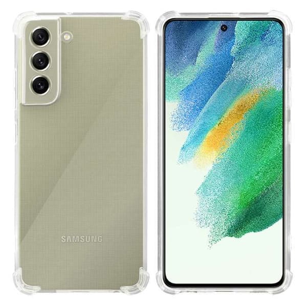 Transparent stötsäker silikonfodral för Samsung Galaxy S21 FE Vit
