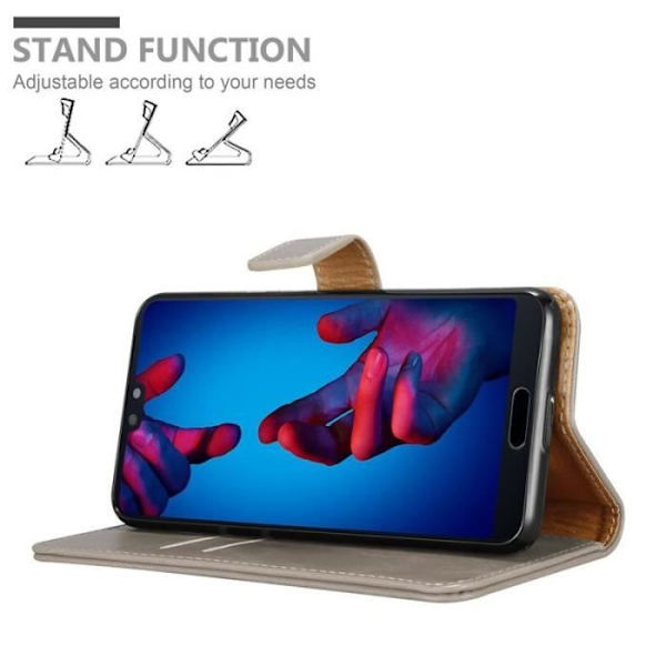 Fodral - CADORABO - Huawei P20 - Läderimitation - Brun - Horisontell stativfunktion kastanj