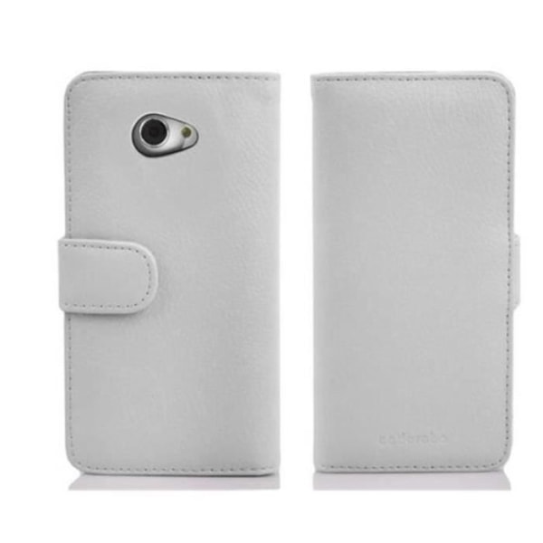 Cadorabo - Fodral Fodral för > Sony Xperia M2 < – Fodral Fodral Bumper Wallet (med kortplatser) i VIT ALABASTER