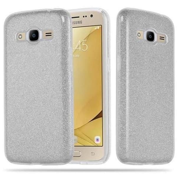 Skydd för Samsung Galaxy J2 2016 STJÄRNSTÖV SILVER Glittrande Pärlor Grå