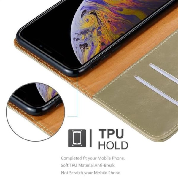 Fodral till Apple iPhone XS MAX - CADORABO - Brun - Imiterat läder - Stativfunktion - Kortfack kastanj