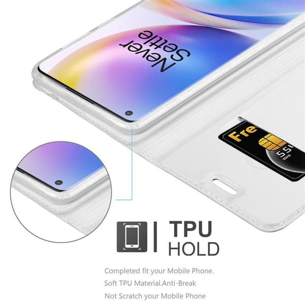 Flip-fodral för OnePlus 8 PRO Etui i KLASSISK SILVER Plånbok Stötsäker Grå