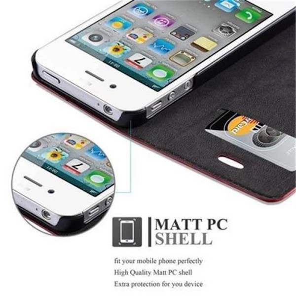 Cadorabo Apple iPhone 4 / 4S Fodral APPLE RÖD Osynlig MAGNETISK STÄNGNING Fodral Fodral Stöder Stand Card Slot