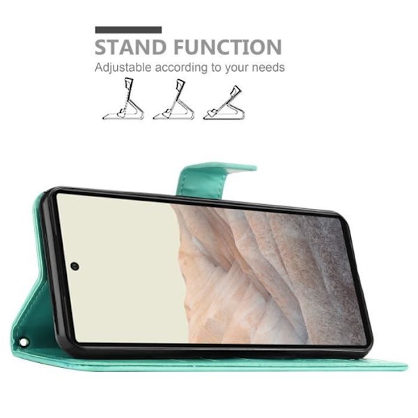 Fodral för Google PIXEL 6 - CADORABO - TURKOS BLOMMA - Fodral Skydd Blommig plånbok Turkos