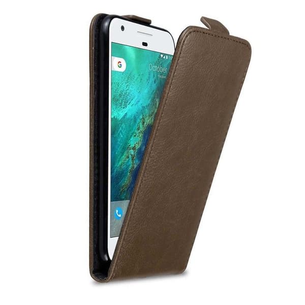 Etui för Google PIXEL Fodral med lock i MÖRK BRUN Flip Skydd brun